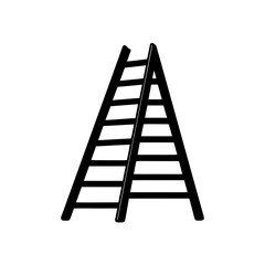 Isolated ladder silhouette on transparent background