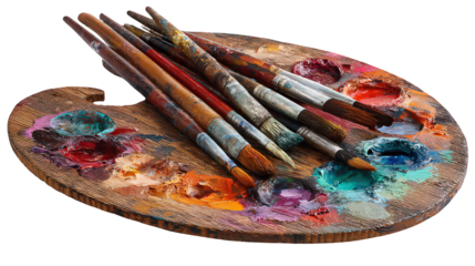 Used Paint Palette with Brushes