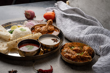 Chicken Kohlapuri is spicy Maharashtrian delicary of tender boneless chicken cooked with aromatic roasted ground spices and coconut. India food.