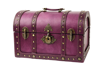 Vintage purple treasure chest with brass accents and leather details for elegant storage decor