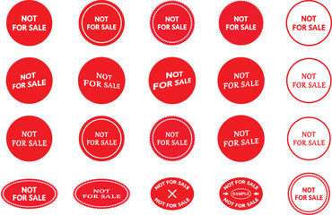 Set of Red Not for Sale Stickers Vector Illustration.