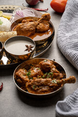 Chicken Kohlapuri is spicy Maharashtrian delicary of tender boneless chicken cooked with aromatic roasted ground spices and coconut. India food.