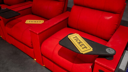 Cinema Ticket Scenes in a Movie Theater 3D Rendering