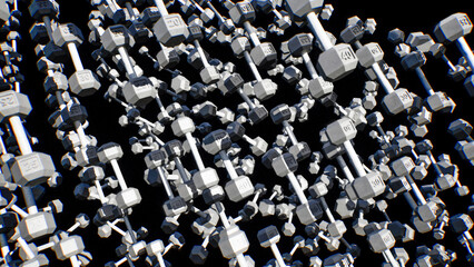 3D Rendering of Floating Dumbbells in the Air