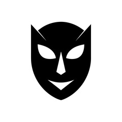 Black mask with cat ears on transparent background silhouette