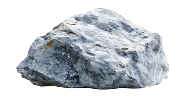 Gray and Blue Rough-Textured Rock on Transparent Background