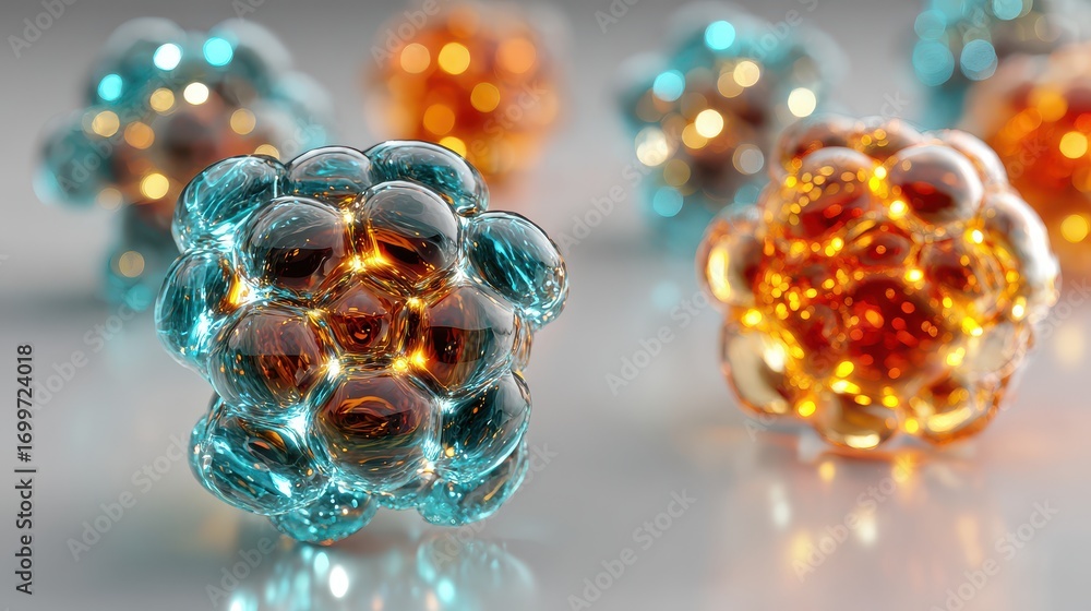Poster spherical objects with light inside
