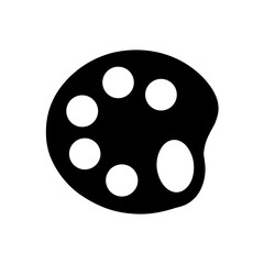 Palette with paint blobs on transparent background silhouette