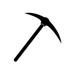 Silhouette of a pickaxe on transparent background