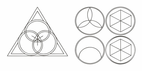 Sacred geometry symbols and venn diagram