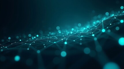 Abstract technology background with glowing dots and lines in blue color
