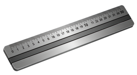 Isometric ruler illustration with measurement markings and transparent background