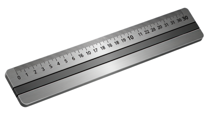 Isometric ruler illustration with measurement markings and transparent background