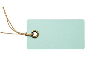 Isolated turquoise price tag with string, for merchandise, branding, promotion, or advertising