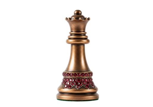 Isolated Queen chess piece, luxury design with jewels, elegant game piece for competitive strategies