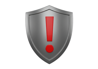 Isolated medieval shield with exclamation mark sign, antivirus, security, firewall concept