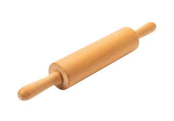 Isolated wooden rolling pin for baking kitchen utensils for dough and pastry making