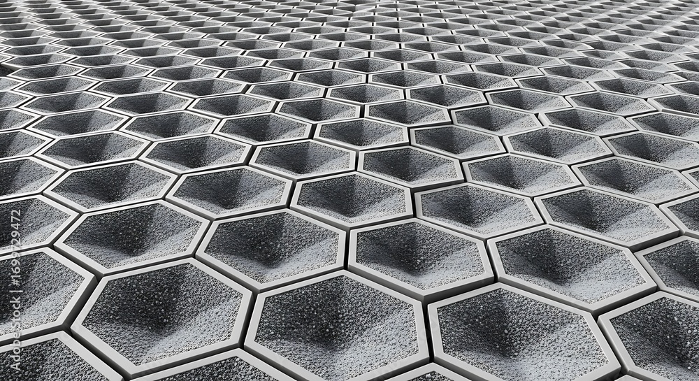 Poster abstract hexagonal pattern forming a textured architectural surface