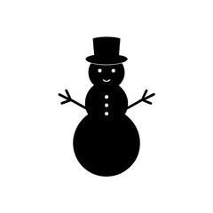 Silhouette of a snowman on transparent background