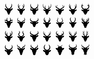 set of black silhouettes of animals