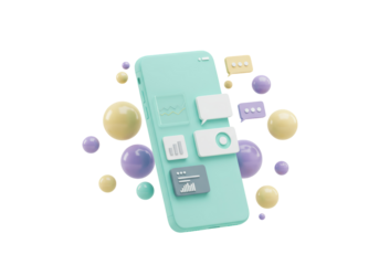 Isolated phone and apps icons floating design for business mobile or social media marketing