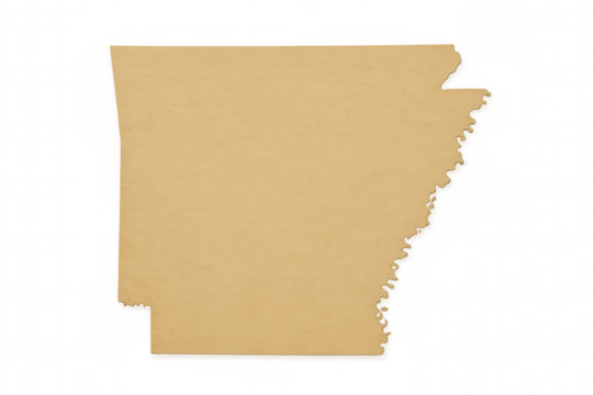 Cardboard cutout of arkansas with ripped edges on a transparent background, ideal for representing the state in designs and projects - Powered by Adobe