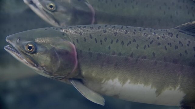 Male pink salmon displaying spawning features.