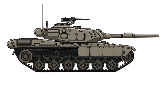Military tank side view illustration