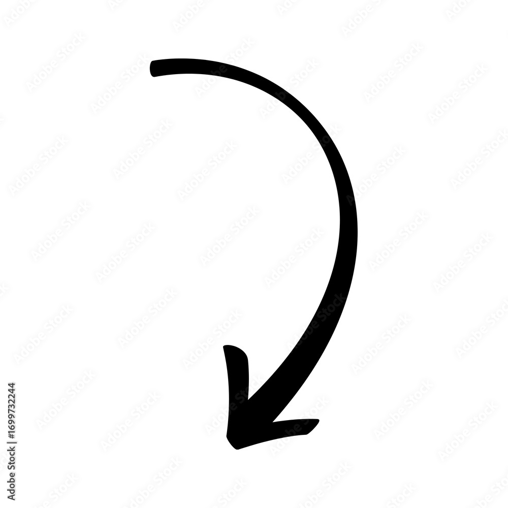 Poster curved arrow down simple black design element