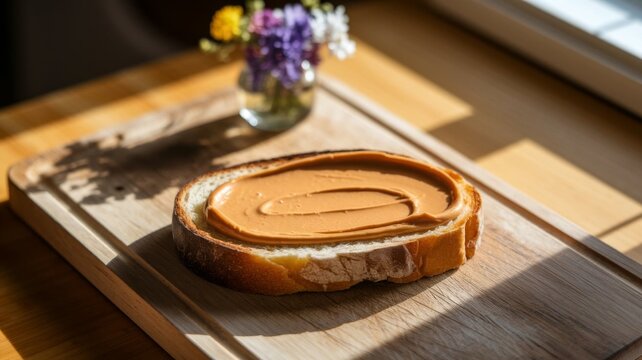 toast with peanut batter, breakfast