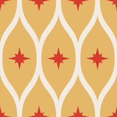 Retro Star Motif Mustard Pattern
