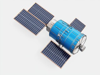 High-Resolution Satellite Model with Solar Panels in Space Environment