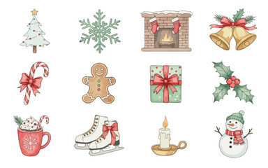 set of christmas icons