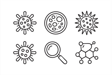 Virus and Bacteria Icon Set Representing Microbiology and Infection Study