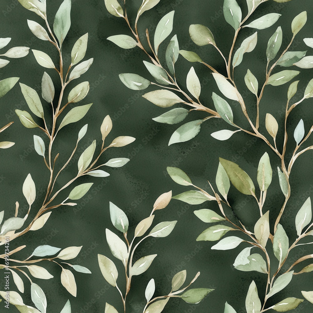 Poster elegant green leaf pattern texture for background and design use