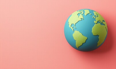 Colorful globe on pink background showcasing Earth's continents