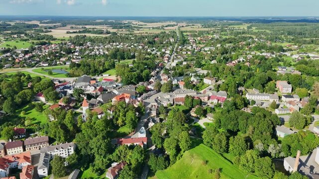 Talsi Town On A Sunny Summer Day In Courland In Latvia. - aerial shot