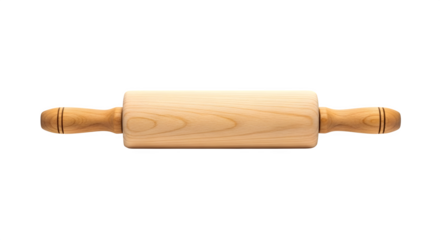 Wooden rolling pin isolated on transparent background, a kitchen utensil used for shaping and flattening dough in baking and cooking preparations