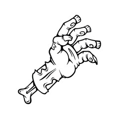 Spooky Zombie Hand Gesture Halloween Lineart Illustration
