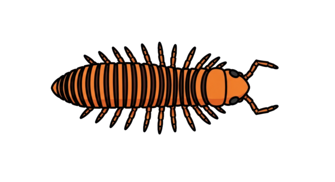 Orange striped millipede illustration
