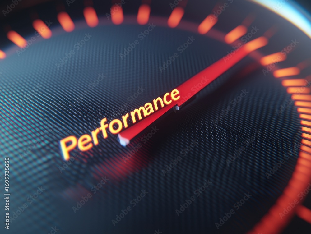 Poster Performance Indicator on a Speedometer in a Modern Vehicle Dashboard