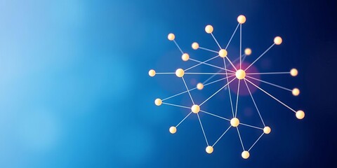 Abstract network nodes and lines forming a business graph on a blue background,  abstract background,  technology background