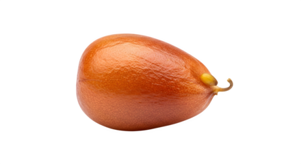 Closeup of a single jujube fruit isolated on transparent background, showcasing its smooth, reddishbrown skin and oblong shape, a healthy snack
