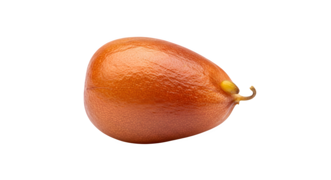 Closeup of a single jujube fruit isolated on transparent background, showcasing its smooth, reddishbrown skin and oblong shape, a healthy snack