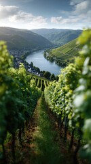 Scenic Moselle Valley with Vineyards and Winding River
