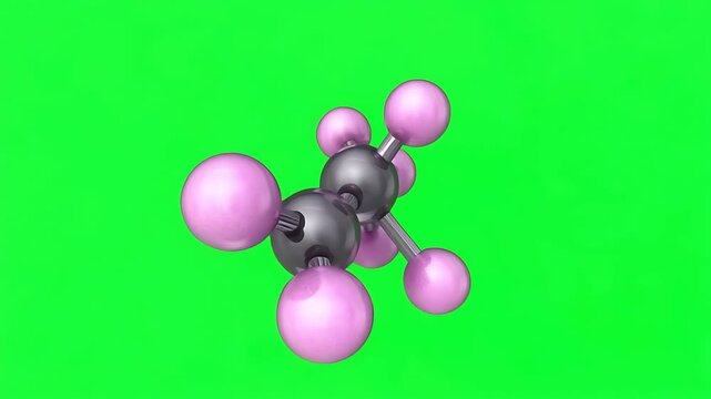 3D Render of Ethane Molecule on Green Screen