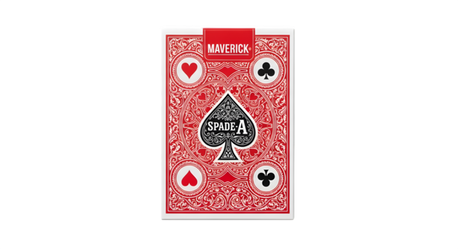 A deck of maverick playing card isolated on transparent background, featuring the ace of spades, a classic symbol of luck and strategy for game night