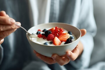 Enjoying Creamy Skyr with Fresh Icelandic Berries
