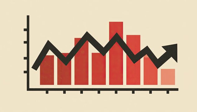 Graph showing fluctuating data with upward trend - Powered by Adobe