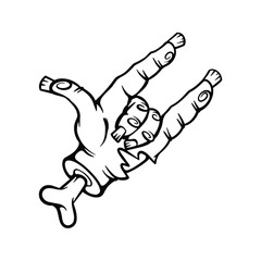 Creepy Hand Sign Zombie Lineart Illustration for Halloween